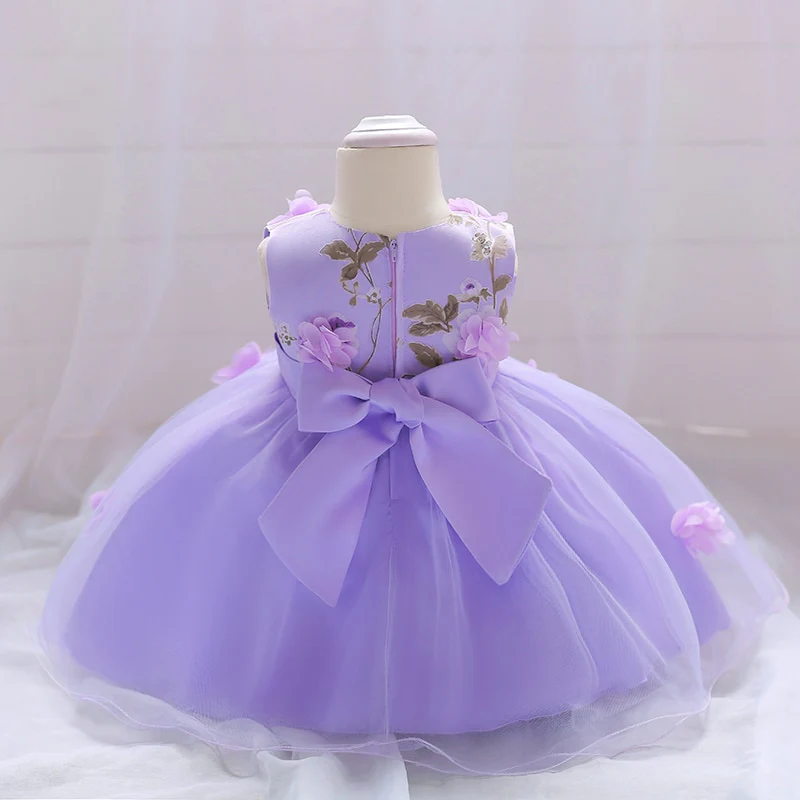 Summer Baby Girl Dress Wedding Gown Flower Dresses Infant Girl Party Hand-stitched Floral Birthday Princess Dress 3-24 Month - Image 7