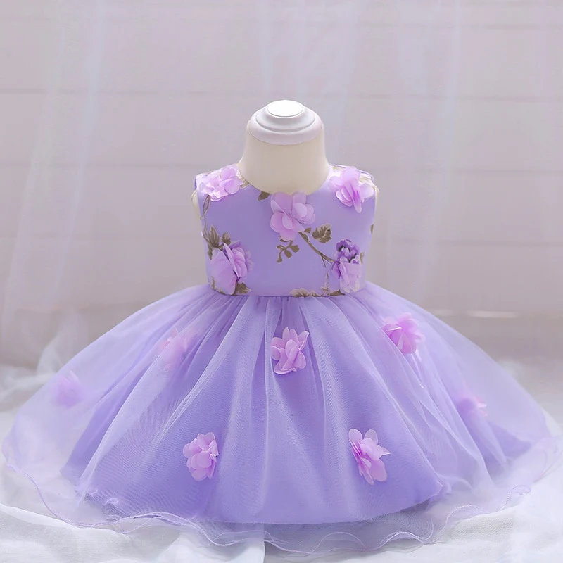 Summer Baby Girl Dress Wedding Gown Flower Dresses Infant Girl Party Hand-stitched Floral Birthday Princess Dress 3-24 Month - Image 9