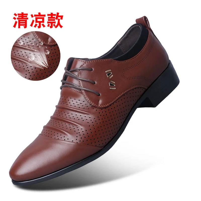 Summer Black Brown White Men Leather Shoes Mens Pointed Toe Dress Shoes High Quality Formal Slip On Hollow Out Sandals Man h78 - Image 4