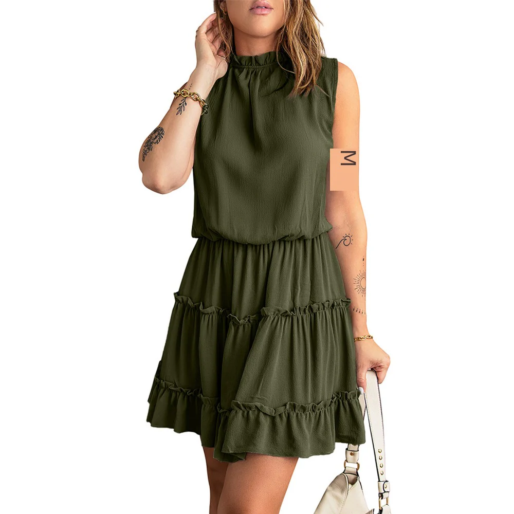 Summer Black Niche Style Pullover V-neck Sleeveless Dress - Image 9