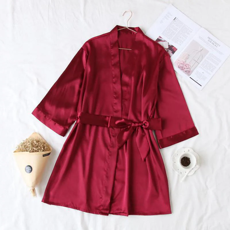 Summer Champagne Chinese Bride Wedding Robe Satin Sleepwear Women Nightgown Sexy Nightdress Lady Kimono Bathrobe Gown Negligee - Image 17