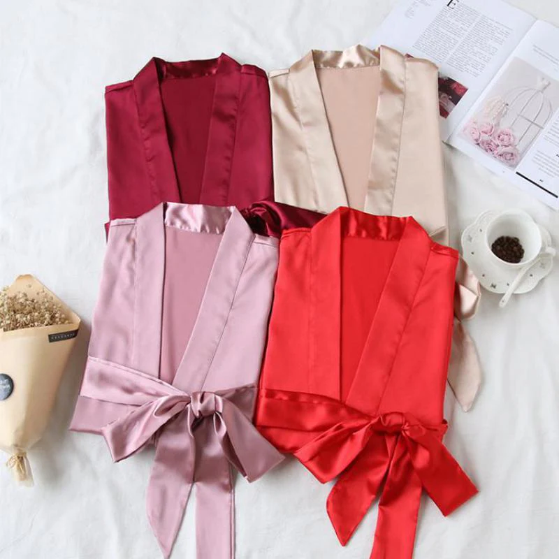 Summer Champagne Chinese Bride Wedding Robe Satin Sleepwear Women Nightgown Sexy Nightdress Lady Kimono Bathrobe Gown Negligee - Image 18