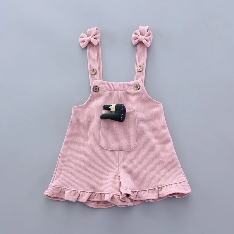 Summer Children Clothing Baby Cute  Girls Casual T-Shirts Bib Shorts 2Pcs/Set Toddler Cartoon Fashion Cotton Infant Clothes Suit - Image 5