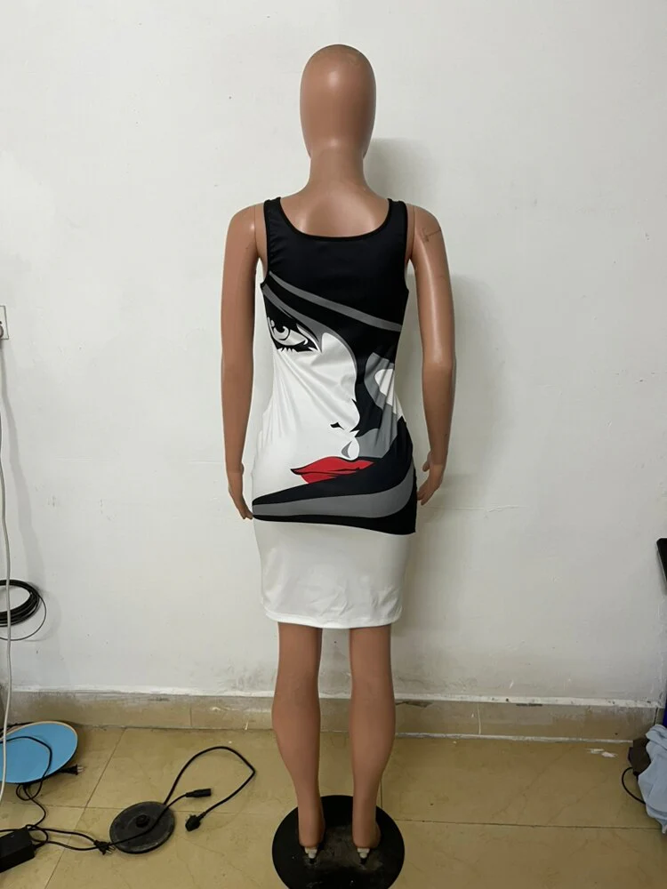 Summer Daily Dresses for Women 2023 Fashion Tie Dye Print Sexy Party Sleeveless U-Neck Bodycon Casual Dresses - Image 11