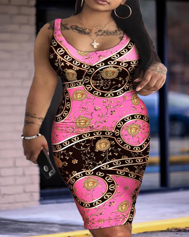Summer Daily Dresses for Women 2023 Fashion Tie Dye Print Sexy Party Sleeveless U-Neck Bodycon Casual Dresses - Image 4