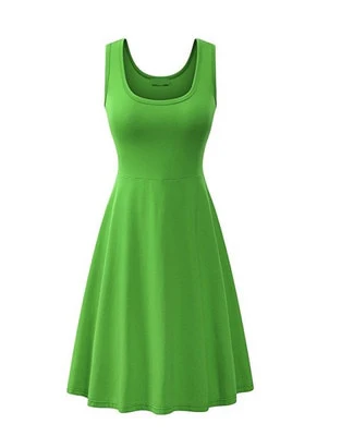 Summer Dress Women Sexy Sleeveless Tank Solid Square Collar Multicolor A-line Dresses 2021 High Waist Female Casual Red Vestidos - Image 12