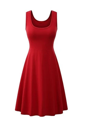 Summer Dress Women Sexy Sleeveless Tank Solid Square Collar Multicolor A-line Dresses 2021 High Waist Female Casual Red Vestidos - Image 15