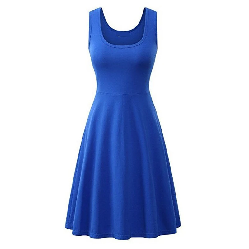 Summer Dress Women Sexy Sleeveless Tank Solid Square Collar Multicolor A-line Dresses 2021 High Waist Female Casual Red Vestidos - Image 18