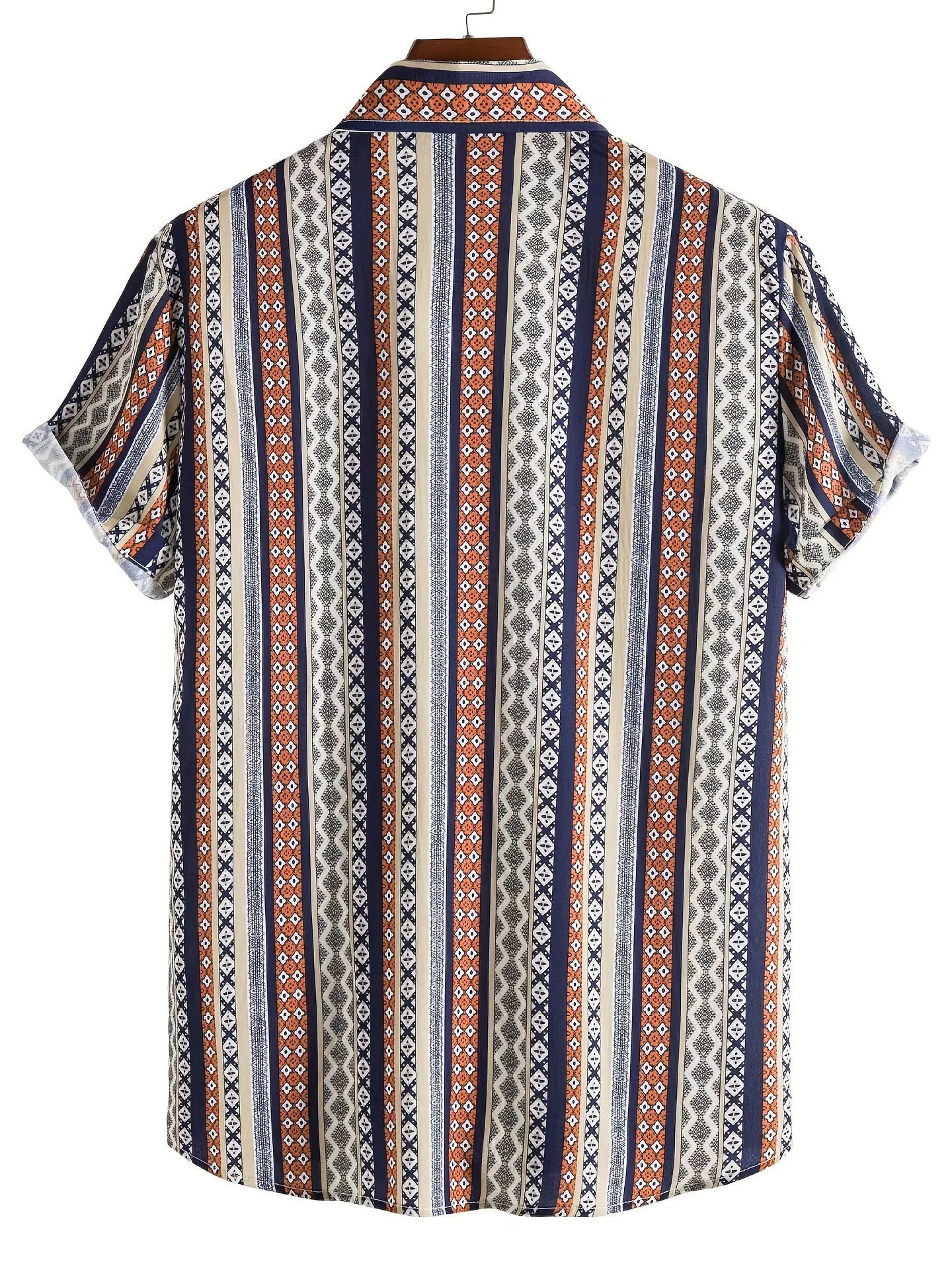 Summer Escape: Stylish Ethnic Stripe Men's Casual Shirt - Durable, Woven Comfort for Weekend & Resort Wear - Image 2