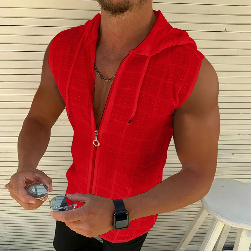 Summer Fashion Sleeveless/Long/Short Sleeved Hoodie Zipper T shirt Casual Plaid print Open Stitch Beach Sun Protection Clothing - Image 10