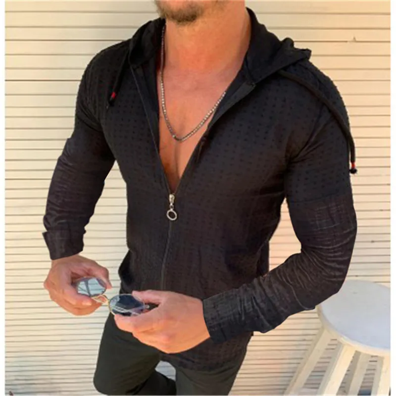 Summer Fashion Sleeveless/Long/Short Sleeved Hoodie Zipper T shirt Casual Plaid print Open Stitch Beach Sun Protection Clothing - Image 14