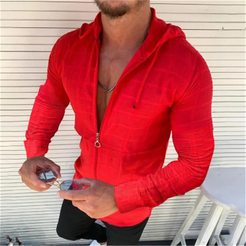 Summer Fashion Sleeveless/Long/Short Sleeved Hoodie Zipper T shirt Casual Plaid print Open Stitch Beach Sun Protection Clothing - Image 15