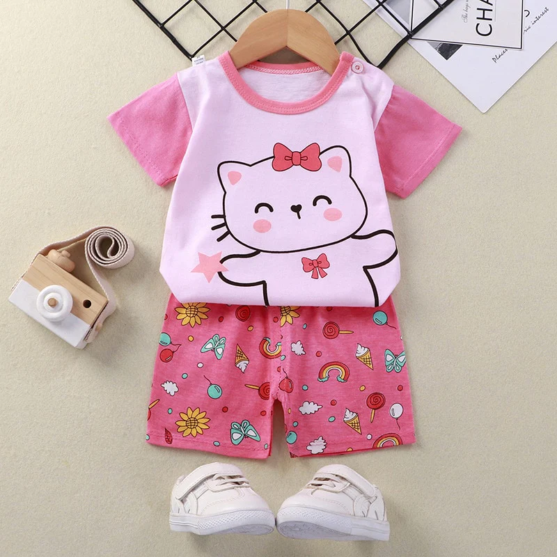 Summer Infant Newborn Short Sleeves girls Clothes Suits Tops + Pants Baby Toddler girls Clothing Sets Kids Children Girl Outfits - Image 4
