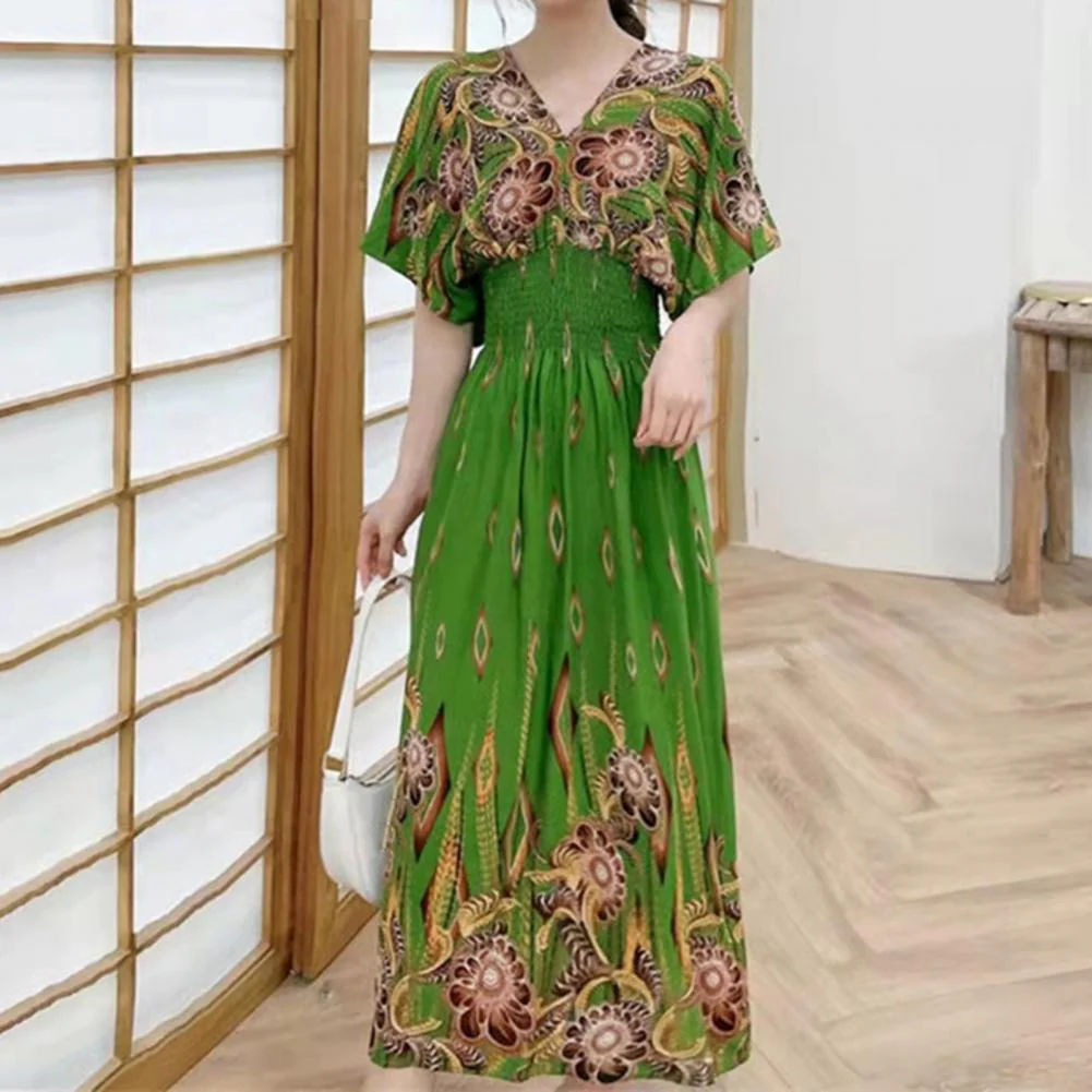 Summer Maxi Dress Soft Half Sleeves Vintage Style Ethnic Summer Vacation Lady Summer Dress Lady Summer Dress Daily Wear - Image 8