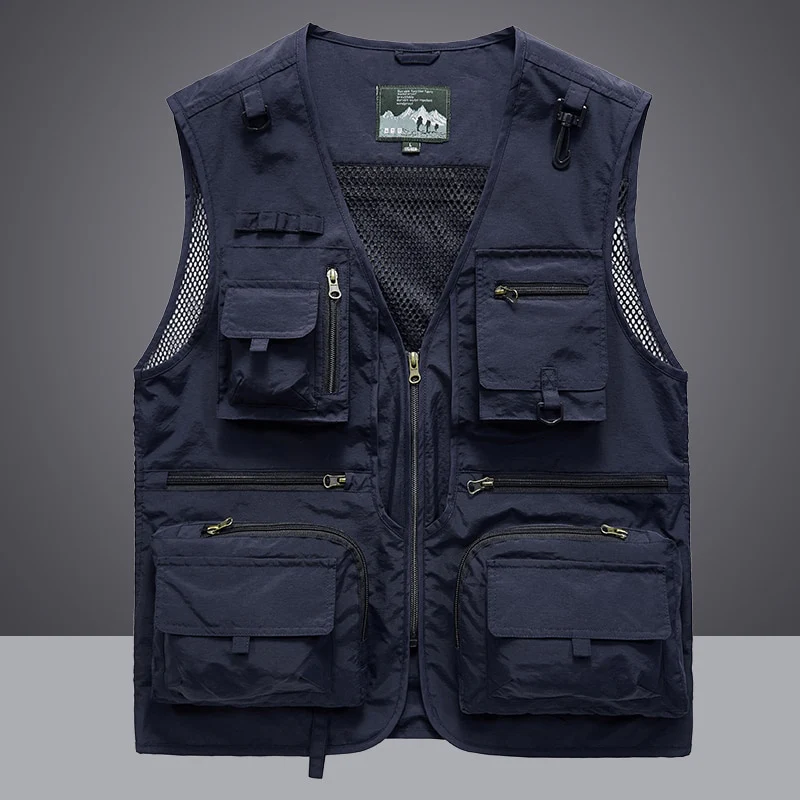 Summer Men Unloading Tactical Vest Coat Casual Men's Photographer Waistcoat Mesh Work Sleeveless Jacket Tools Pocket Vest 5XL - Image 11
