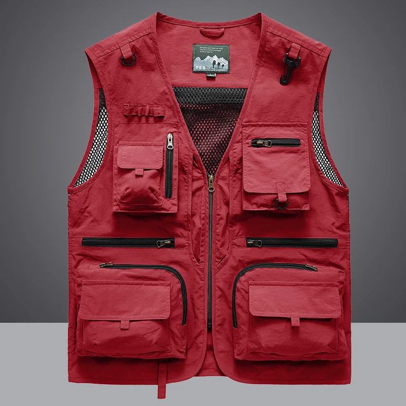 Summer Men Unloading Tactical Vest Coat Casual Men's Photographer Waistcoat Mesh Work Sleeveless Jacket Tools Pocket Vest 5XL - Image 6