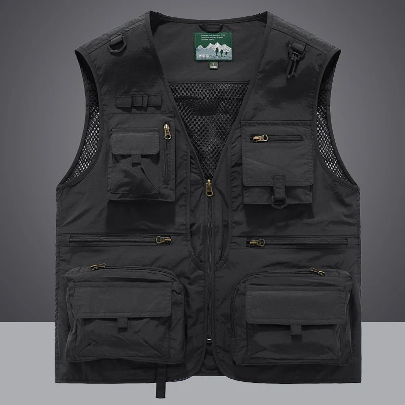 Summer Men Unloading Tactical Vest Coat Casual Men's Photographer Waistcoat Mesh Work Sleeveless Jacket Tools Pocket Vest 5XL - Image 8