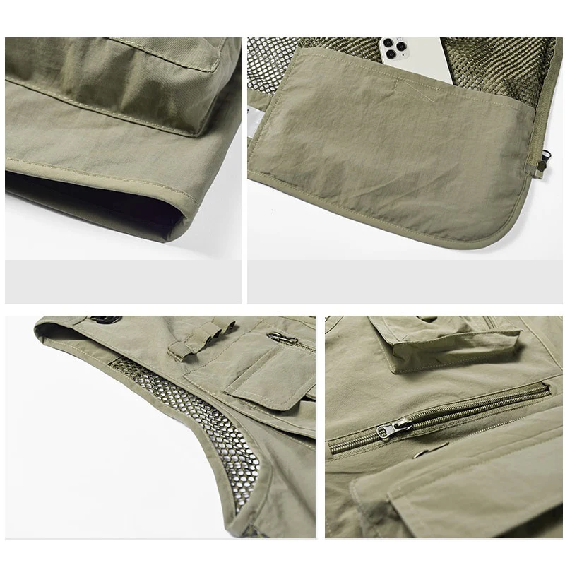 Summer Men Unloading Tactical Vest Coat Casual Men's Photographer Waistcoat Mesh Work Sleeveless Jacket Tools Pocket Vest 5XL - Image 9
