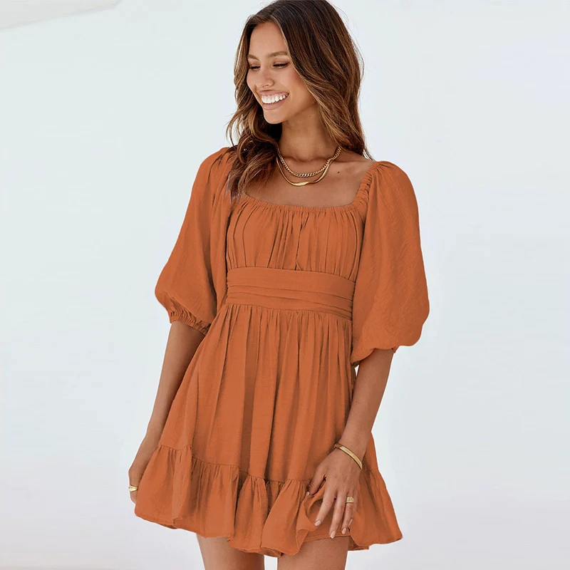 Summer New Arrival off-Neck Fashion Waist-Tight Dress - Image 9