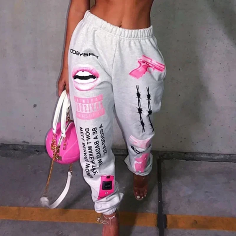 Summer New Printed Fashion Elastic Waist Sports Casual Harlan Pants for Women - Image 15