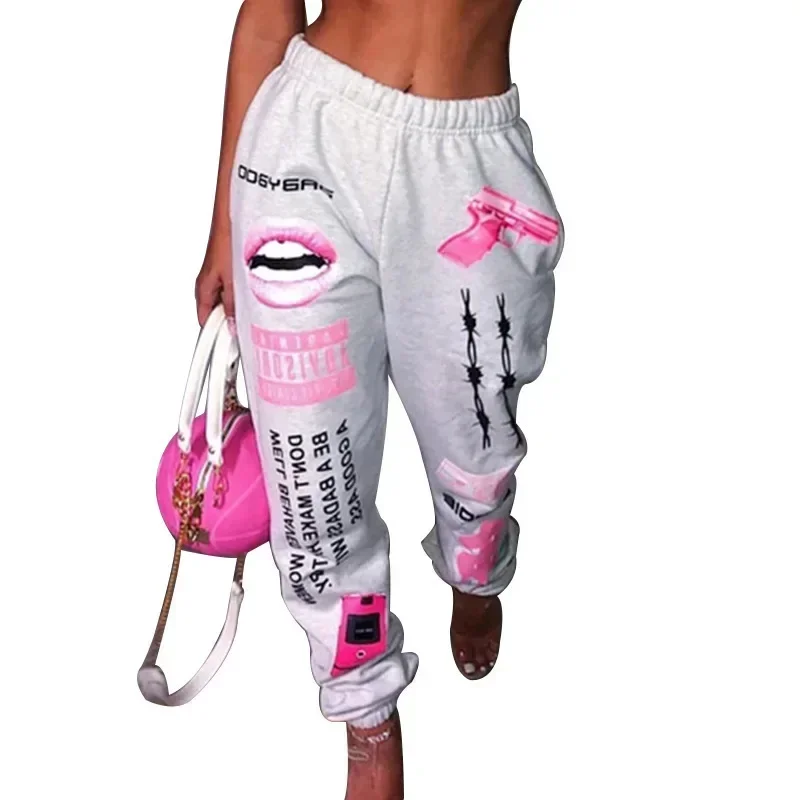 Summer New Printed Fashion Elastic Waist Sports Casual Harlan Pants for Women - Image 2