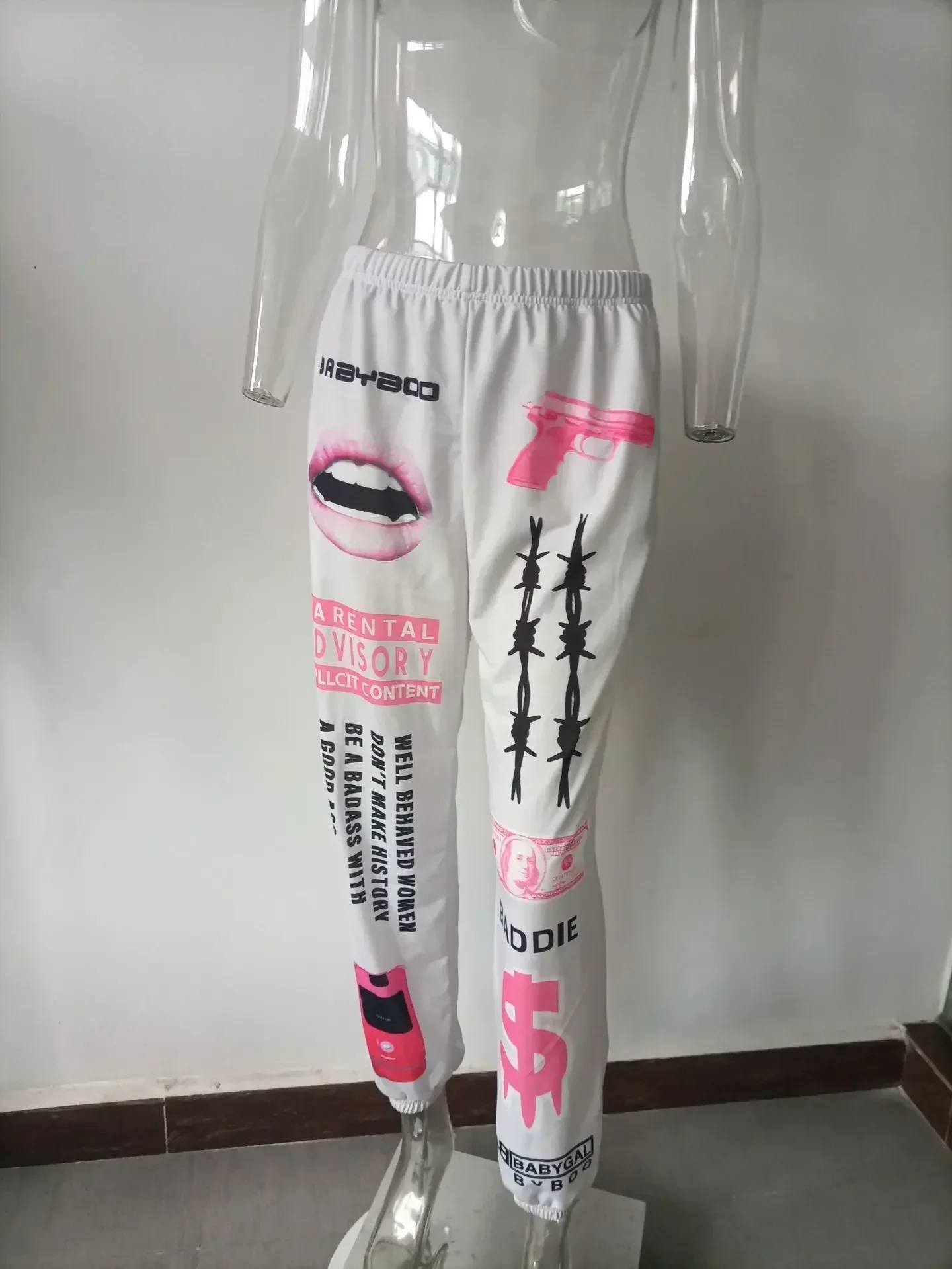 Summer New Printed Fashion Elastic Waist Sports Casual Harlan Pants for Women - Image 20