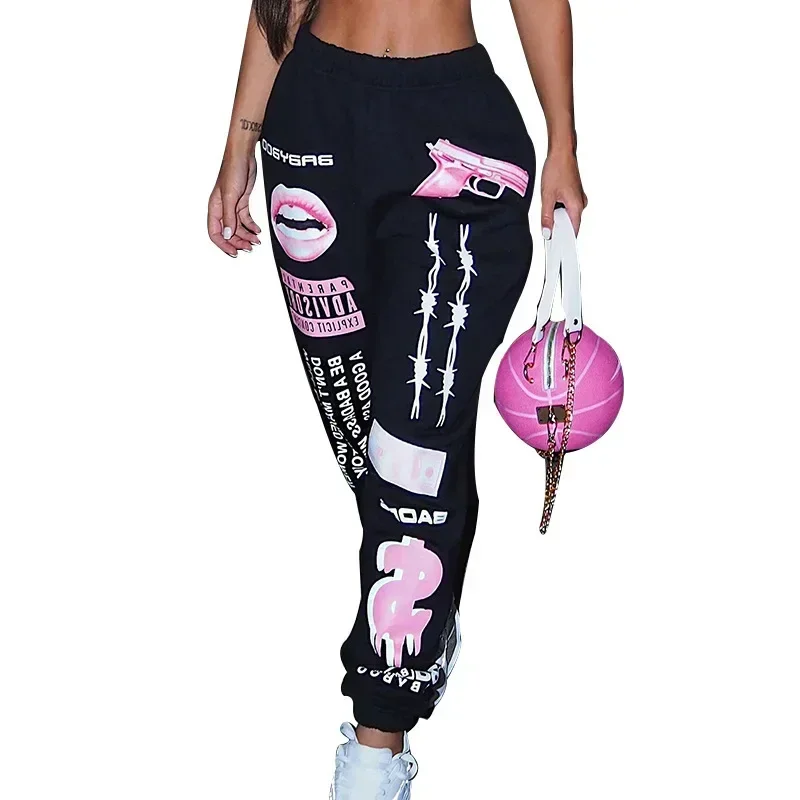 Summer New Printed Fashion Elastic Waist Sports Casual Harlan Pants for Women - Image 4