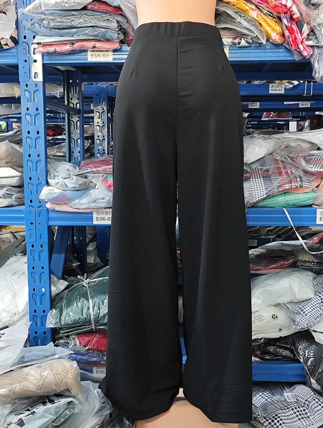 Summer Pants Women Button Decor High Waist Wide Leg Pants Elegant Loose Trousers Korean Fashion Streetwear - Image 9