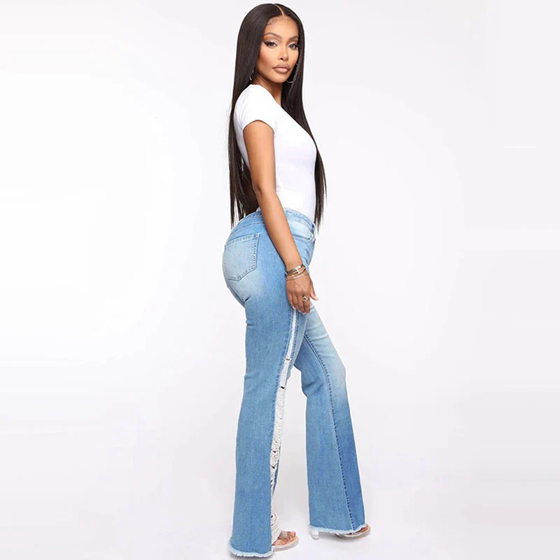 Summer Ripped Jeans Women 2023 Sexy Tassel Distressed High Waist Flare Jeans Ladies Casual Denim Bell Bottoms Pants Streetwear - Image 3