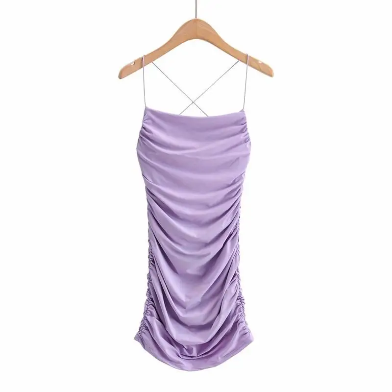 Summer Sexy Strap Cross Backless Skinny Mini Dresses Women Sleeveless Pleated Bottom Wrapped Hip Dress Bodycon Club - Image 5