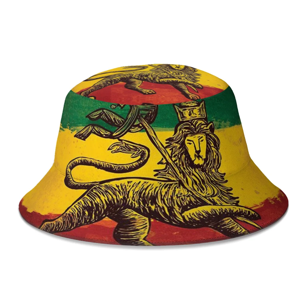 Summer Unisex Fashion Bucket Hats Rasta Flag Lion Women Men Fishing Hat  Autumn Outdoor Travel Sun Cap for Bob
