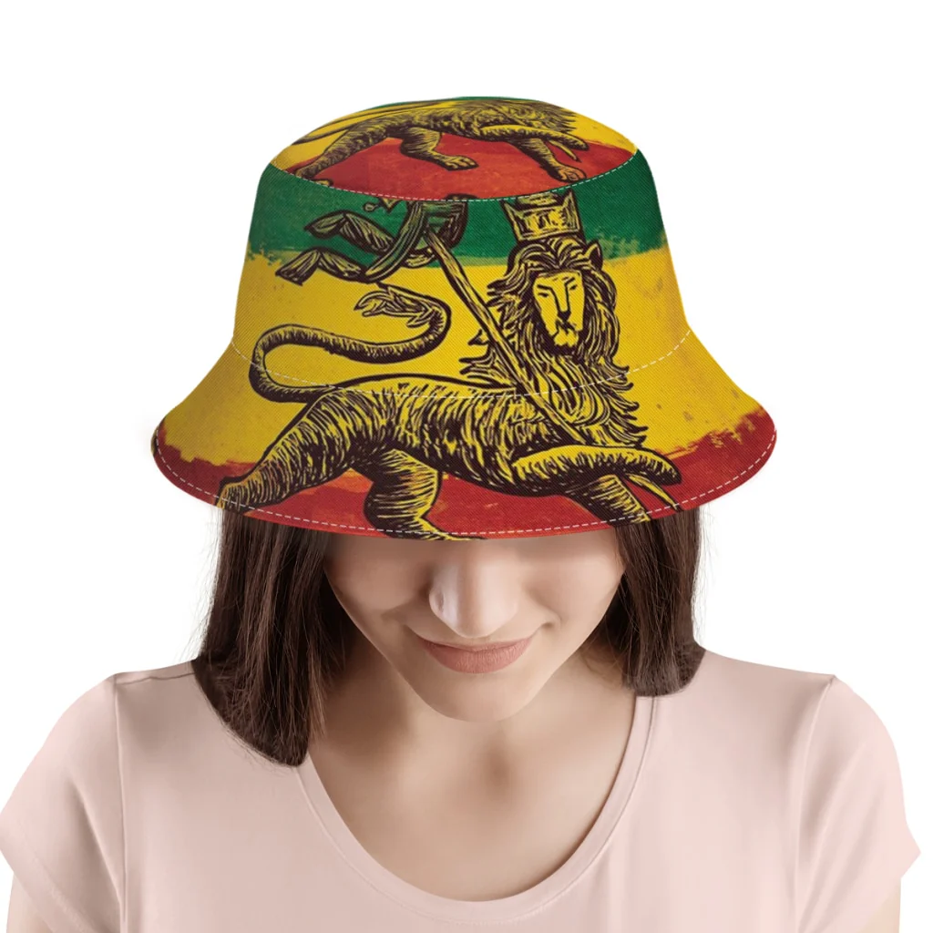 Summer Unisex Fashion Bucket Hats Rasta Flag Lion Women Men Fishing Hat  Autumn Outdoor Travel Sun Cap for Bob - Image 4