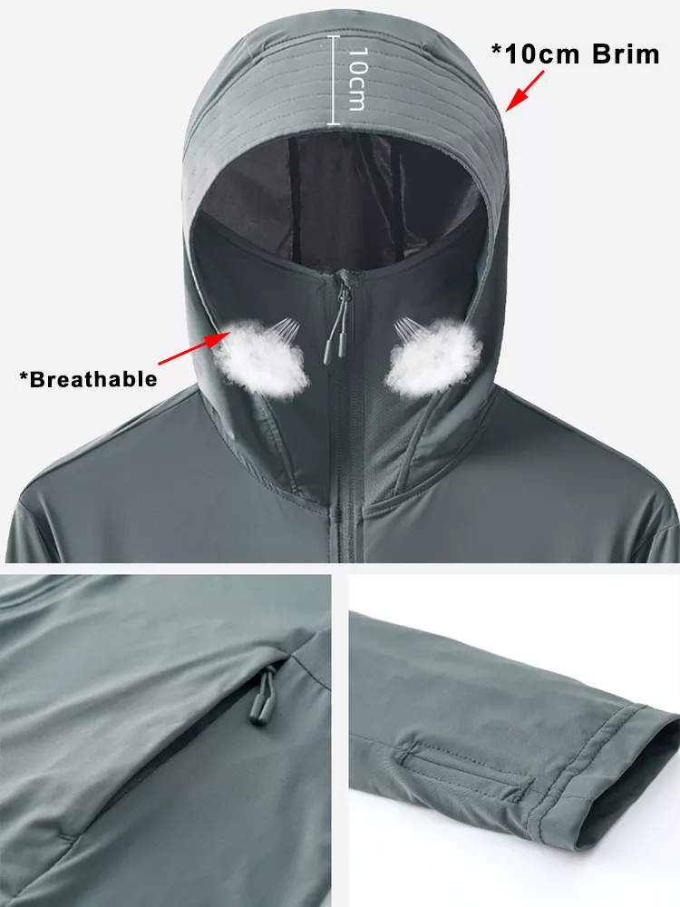 Summer UPF 50+ UV Proof Men Skin Coats Hooded Sun Protection Breathable Cool Thin Windbreaker Plus Size Casual Jackets 8XL - Image 2