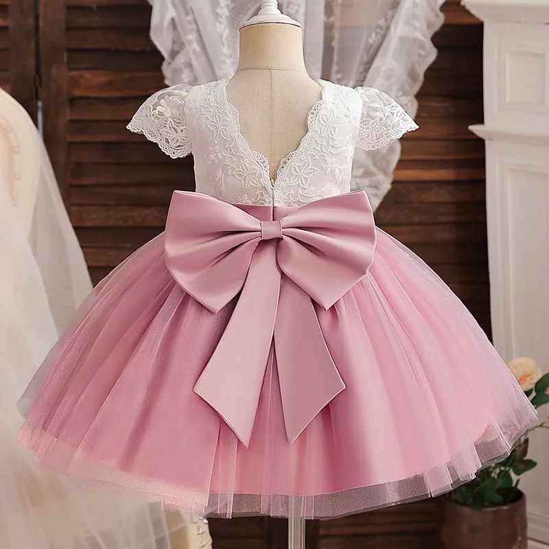 Summer Wedding Princess Dresses For Kids 1-5 Yrs Birthday Gown Flowers Girls Clothes Children Formal Party Costume Infant Vestdo - Image 2