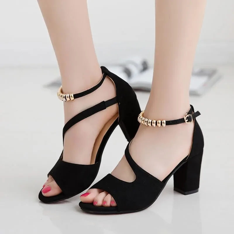 Summer Women Heels Sandals High Heels Replica Pumps Lady Luxury Designer Middle Low Heels Party Slip on Shoes - Image 2
