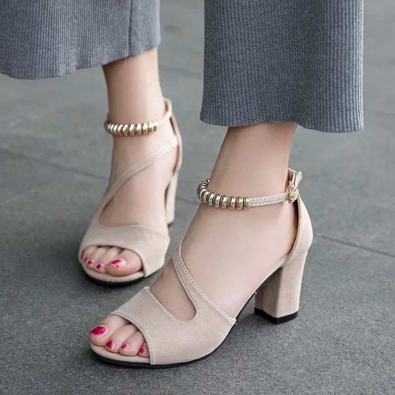 Summer Women Heels Sandals High Heels Replica Pumps Lady Luxury Designer Middle Low Heels Party Slip on Shoes - Image 4