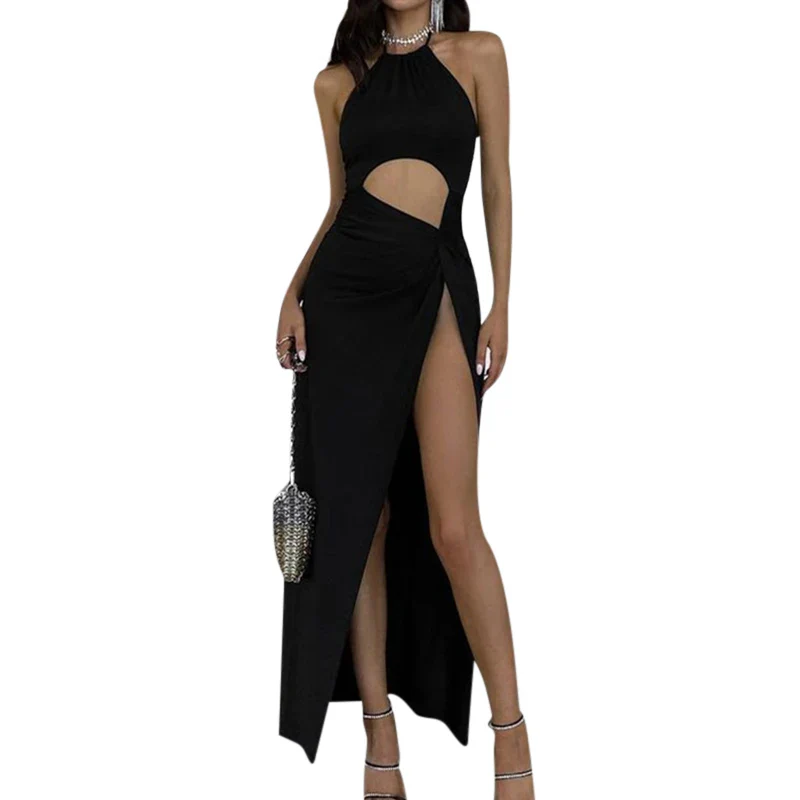 Summer Women Satin Silky Spaghetti Strap Split Long Dress Elegant Sleeveless Backless Club Party Beach Sexy Vestito 2021 - Image 12