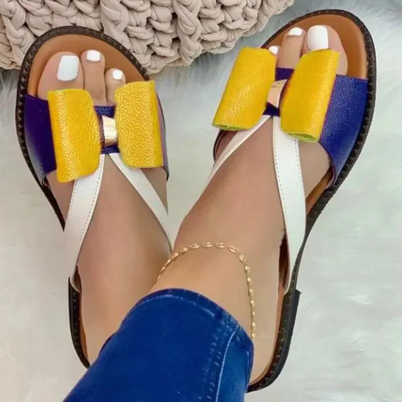 Summer Women Slippers Shoes Cute Butterfly-Knot Flats Casual Sandals Solid Color Beach Sandals Zapatillas Mujer Chaussure Femme - Image 3
