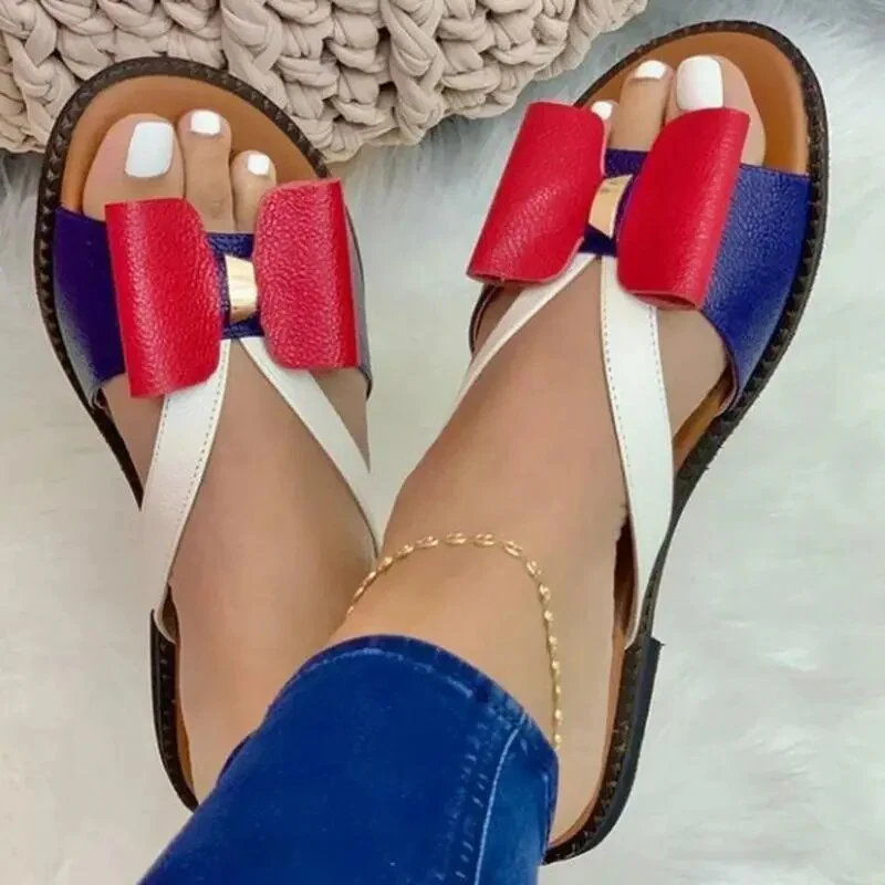Summer Women Slippers Shoes Cute Butterfly-Knot Flats Casual Sandals Solid Color Beach Sandals Zapatillas Mujer Chaussure Femme - Image 4
