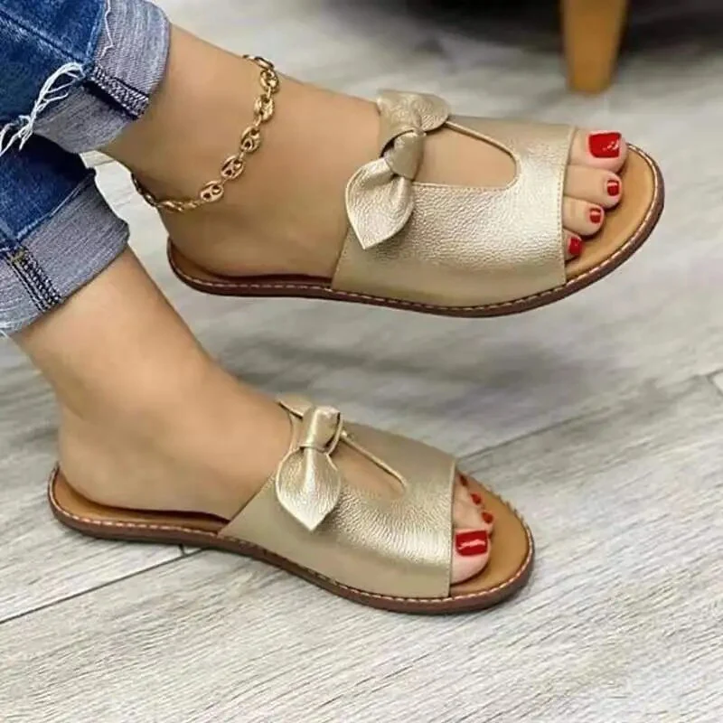 Summer Women Slippers Shoes Cute Butterfly-Knot Flats Casual Sandals Solid Color Beach Sandals Zapatillas Mujer Chaussure Femme - Image 5