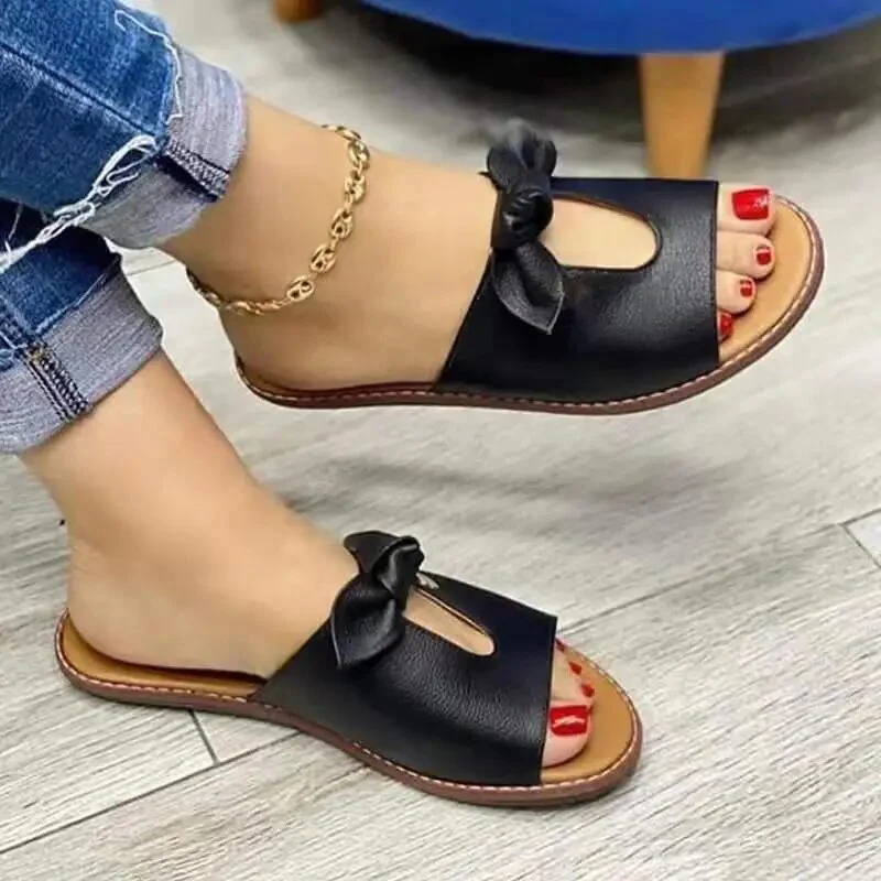 Summer Women Slippers Shoes Cute Butterfly-Knot Flats Casual Sandals Solid Color Beach Sandals Zapatillas Mujer Chaussure Femme - Image 8