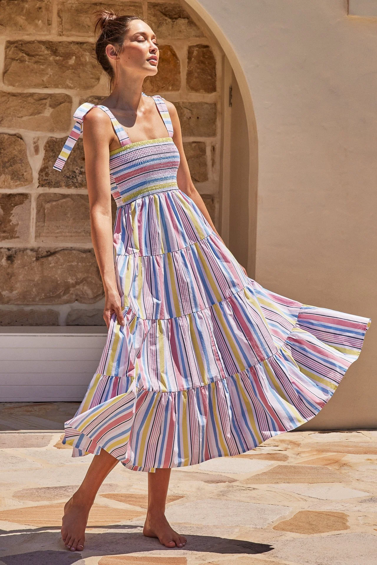 Summer Women's Printed Dress Striped Slim Sleeveless Dress - Image 11