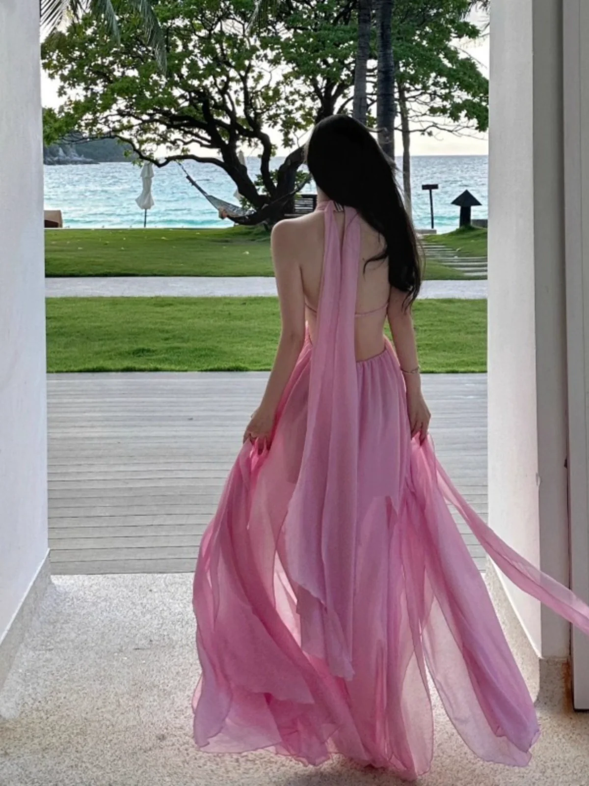 Super Fairy Dopamine Hainan Sanya Thailand Halterneck Long Dress - Image 2
