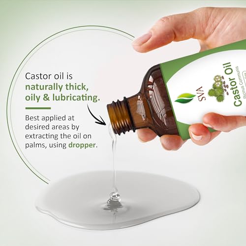 SVA Castor Oil 4 Oz (118 ML) with Dropper, 100% Pure, Therapeutic Grade | Cold Pressed, Hexane Free - Hair Growth, Eyelashes, Eyebrows, Skin & Body Massage. - Image 6
