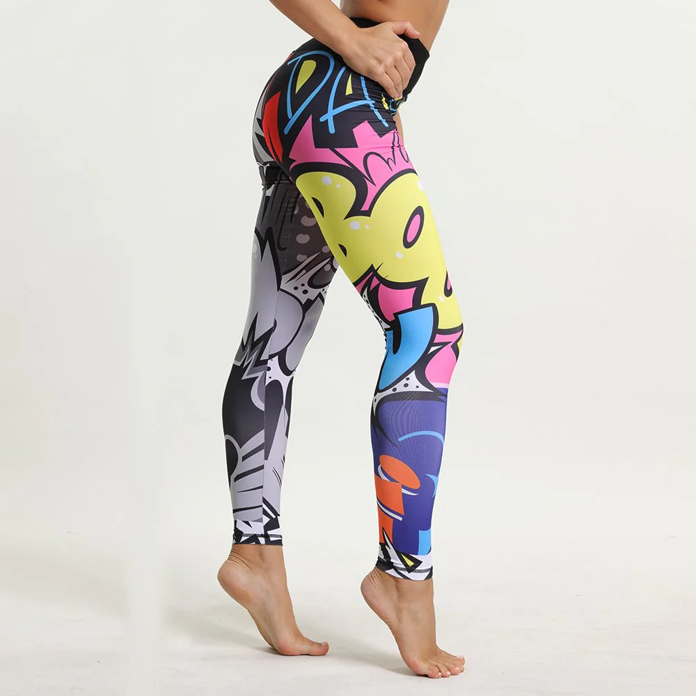 SVOKOR Cartoon Painted Leggings Women Graffiti Push Up Fitness Leggings High Waist Workout Pants Fashion Gym Leggins - Image 3