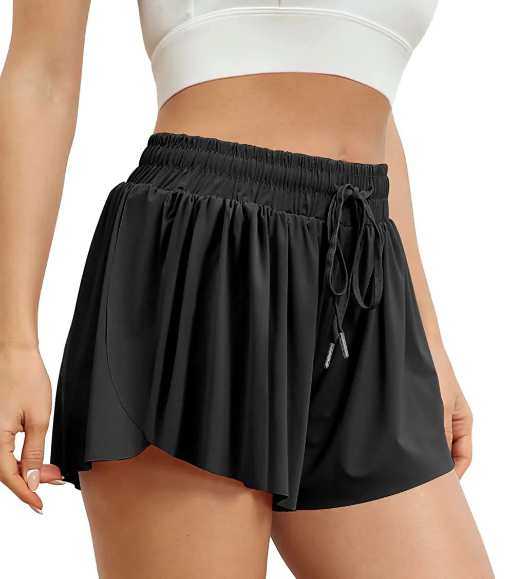 Sweat Spandex Butterfly Skirt Comfy Lounge Clothes Summer Flowy Athletic Shorts for Women Gym Yoga Workout Running Shorts - Image 4