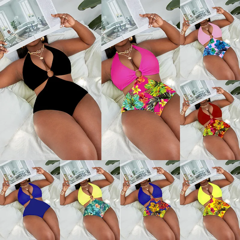 swimwear women  new swimsuit one piece sexy yellow floral print high waist beach wear outfit bathing suit plus size summer - Image 6