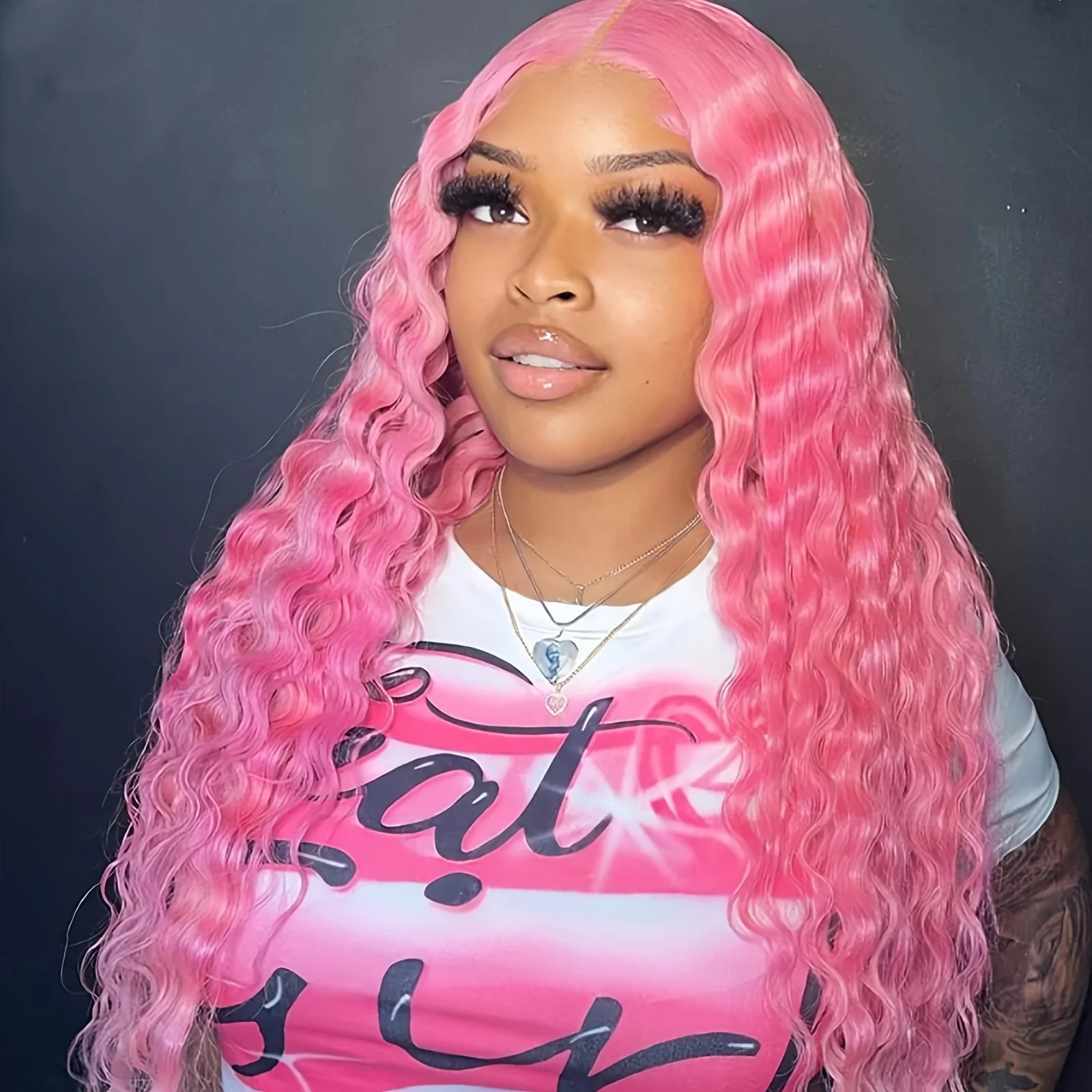 Synthetic 13*4 Lace Front Wigs Synthetic Long Wavy Hair Lace Front Wigs For Women Pastel Lace Front Wigs Deep Wave Curly Lace Wig For Women