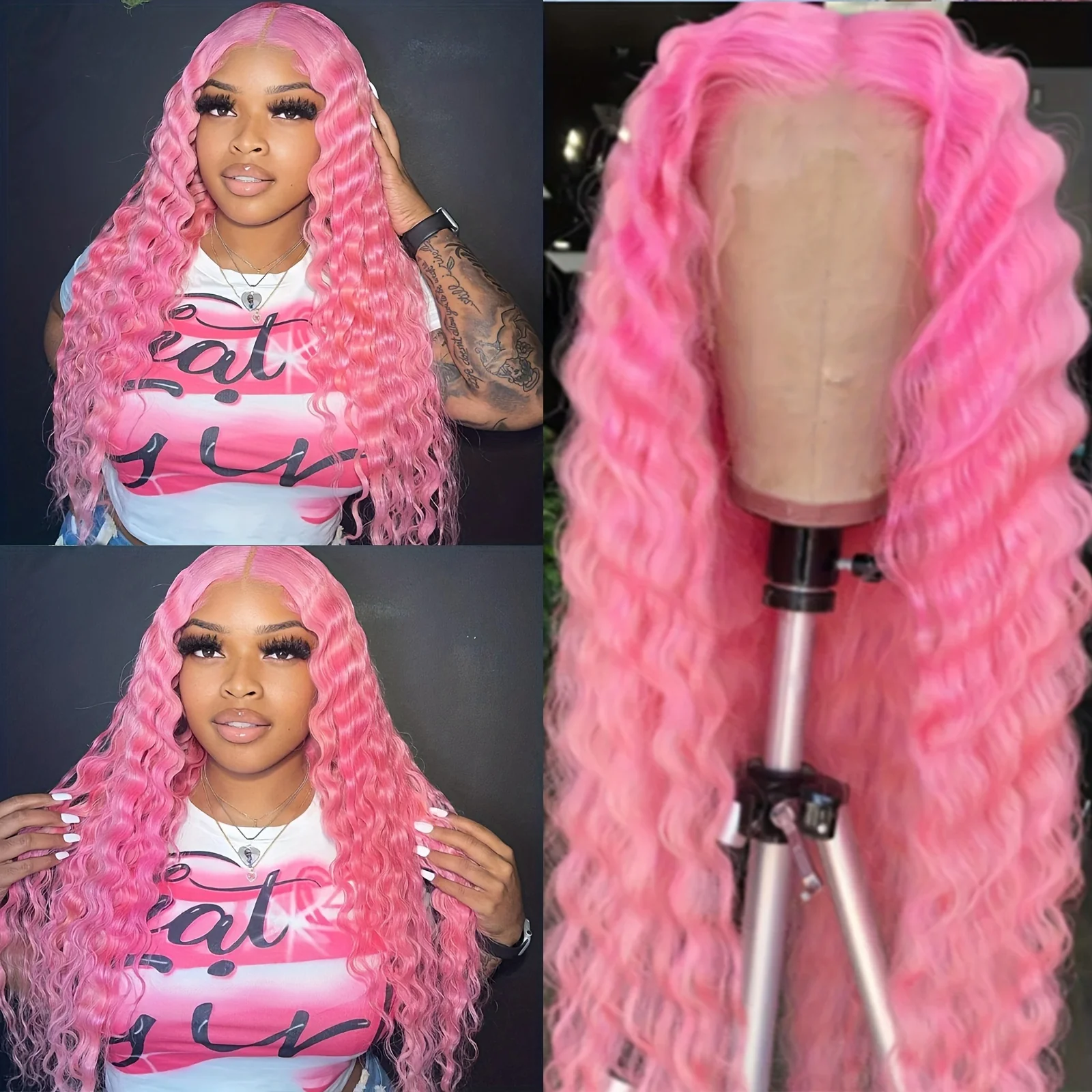 Synthetic 13*4 Lace Front Wigs Synthetic Long Wavy Hair Lace Front Wigs For Women Pastel Lace Front Wigs Deep Wave Curly Lace Wig For Women - Image 2