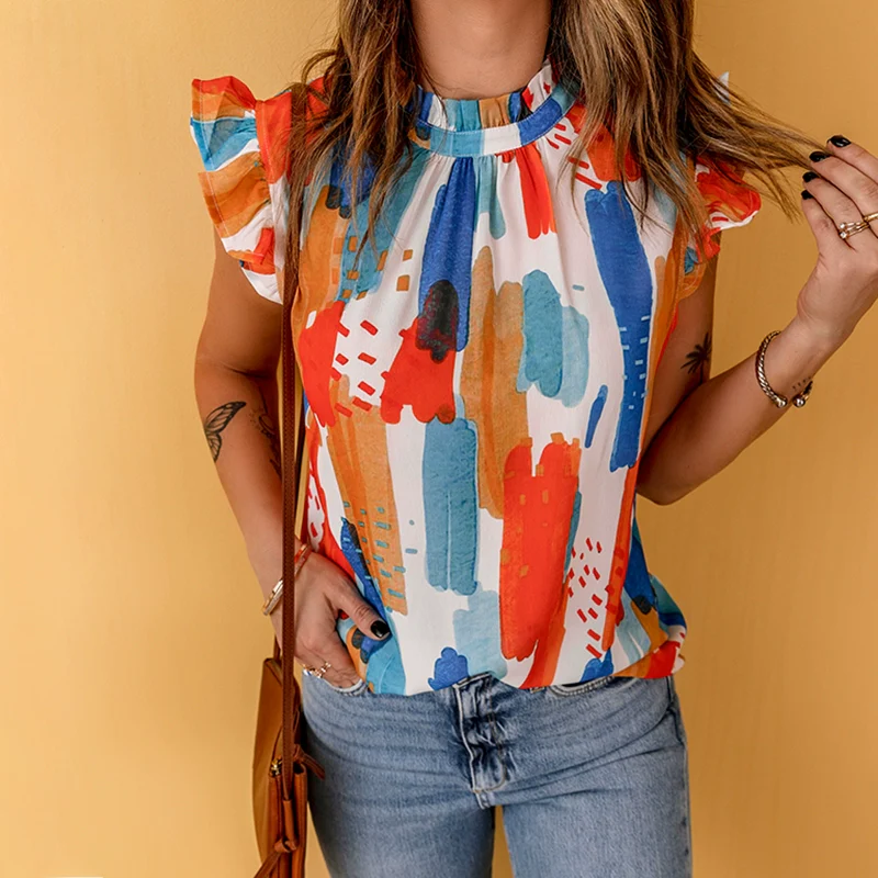 T-shirt Fashion Color Print Stylish Sleeveless Vest - Image 10